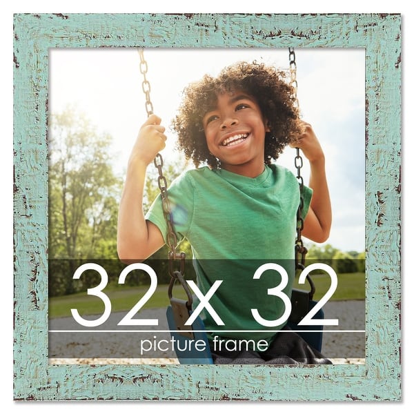 32x32 Shabby Chic Green Wood Picture Square Frame - 32" x 32" - Bed ...